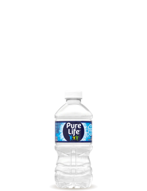 Pure Life purified water 12 fluid ounce bottle.