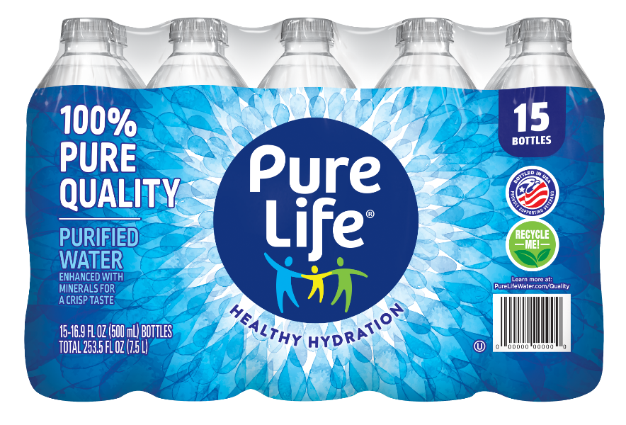 Pure Life 500 mL Purified Water 15 pack (front)