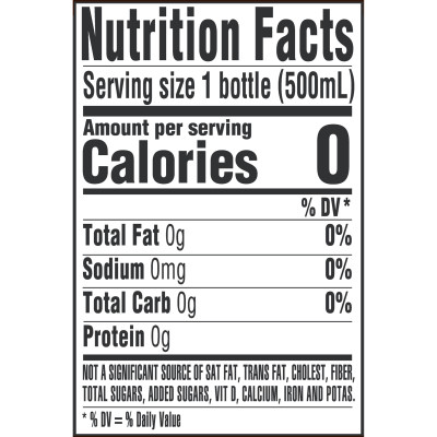 Purelife Purified Water 500ml Single bottle Nutritional Facts